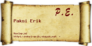 Paksi Erik névjegykártya